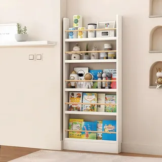 Dtyubfg Schmales Bücherregal aus Massivholz - 3/4/5 Etagen Wandregal hinter der Tür - Organizer für Schlafzimmer, Wohnzimmer, Büro, Boden, Bücherregale, passt hinter die Tür