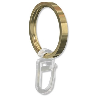 Gardinenring Flachringe mit Faltenhaken, INTERDECO, für 20 mm Ø Gardinenstangen, (Packung, 24-St., Messing-Optik), Metall goldfarben