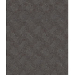 Rasch Tapete 608168 - Einfarbige Vliestapete in Dunkelgrau mit grafischem Muster und changierendem Metallic-Effekt aus der Kollektion Sky Lounge