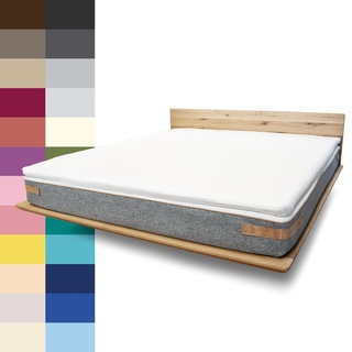 JONA SLEEP Topper-Bezug (180x200 cm) Weiß, Topper Spannbettlaken Boxspringbett aus Baumwolle - Öko Tex - Topper Spannetttuch für einfaches Beziehen (Weiß, 180 x 200 cm)