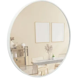 Terra Home Wandspiegel - Rund, 60x60 cm, Weiß, Modern, Metallrahmen Spiegel - für Flur, Wohnzimmer, Bad oder Garderobe