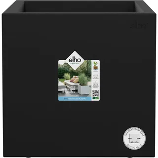elho Vivo Next Quadrat 30 - Blumenkasten für Innen & Außen - 100% Recyceltem Plastik - L 29.5 x H 29.5 cm - Schwarz/Living Schwarz