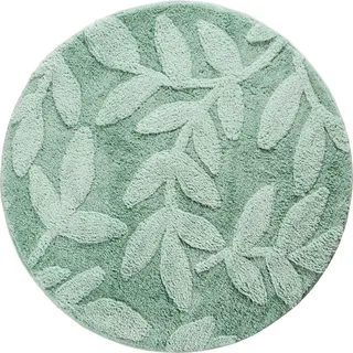 Erwin Müller Badematte Badematte "Kamari", Höhe 20 mm, rund, gemustert: Blätter/Hoch- Tiefstruktur grün rund | 90 cm x 90 cm x 20 mm