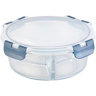 Glas-Frischhaltedose mit 3 Kammern, Klick-Deckel, -20 bis 520 °C, rund