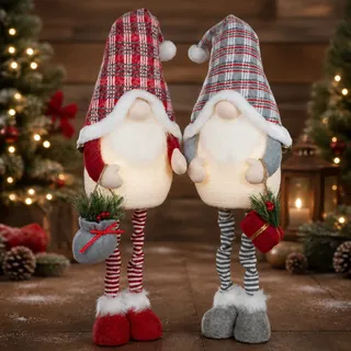 Weihnachtswichtel LED 55-70cm(70-85cm) Gnom Teleskopbeine 2 Stück leuchtend