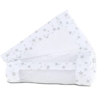 babybay Nestchen Mesh-Piqué / Bettumrandung für Beistellbett / Stoßschutz für Baby Bett, passend für Modell Maxi, Boxspring, Comfort und Comfort Plus, weiß Sterne perlgrau