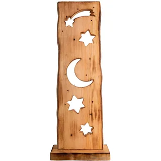 LED Holzschild Weihnachten Außen Weihnachtsdeko Schild Holz Dekoleuchte Winterdeko Sterne, Batterie, IP44, warmweiß, H 60 cm