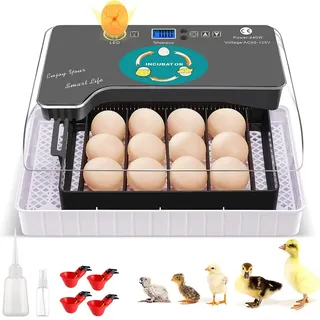 Sailnovo Brutmaschine Vollautomatisch Hühner Eier Brutgerät, 9-35 Eier Brutapparat Eier Inkubator mit Effizienter LED Beleuchtung Hatcher Maschine für Hühnergans Ente Taube Wachtel Vogel