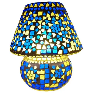 Signes Grimalt Tischleuchte Mosaik Tischlampe Pilzlampe Nachttischlampe Orientalische Leuchte Bunt, ohne Leuchtmittel, Orientalische Leuchte aus bunten Mosaik Glassteinen bunt
