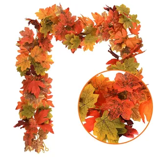 2Pcs Herbstdeko,Herbst Dekoration,Deko Girlande Halloween,Blätter Herbstblätter Ahornblatt,Ahornblätter Künstliche Hängende,Weihnachten Dekorationen,Outdoor Thanksgiving,Decor Für Herbstkranz
