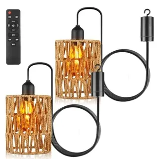 Hängelampe 2er Set Dimmbar mit Fernbedienung Akku Pendelleuchte für Garten
