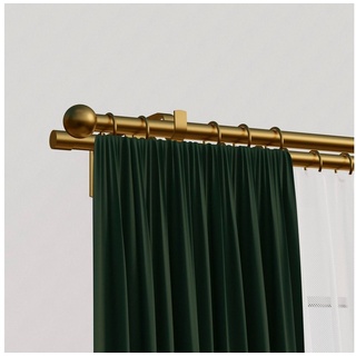 Gardinenstange Sevilla, indeko, Ø 16 mm, 2-läufig, Wunschmaßlänge, mit Bohren, verschraubt, Eisen goldfarben Ø 16 mm x 110 cm