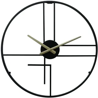 Rebecca Mobili Moderne Wanduhr, Große Wanduhr, Metall, Schwarz Gelb, Minimalistisches Design, Für Wohnzimmer Büro - Durchmesser 50 cm x T 4,5 cm - Art. RE6783