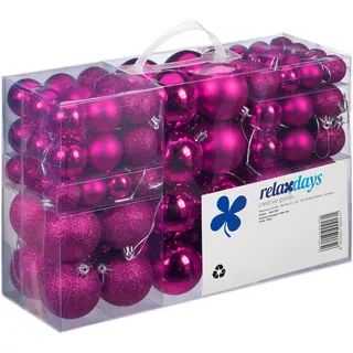 Relaxdays Weihnachtskugeln, 100er Set Pink,Silber