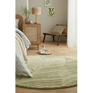 KADIMA DESIGN Leven Wollteppich 160 x 160 cm Grün-Beige