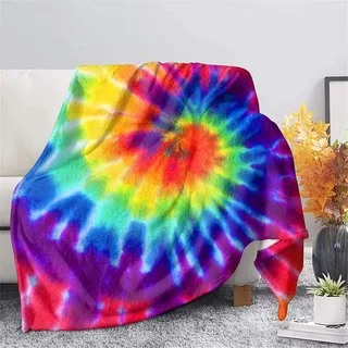 COEQINE Batik-Überwurfdecken für Mädchen, leicht, gemütlich, weich, bunt, Flanelldecke für Couch, Bett, Wohnzimmer