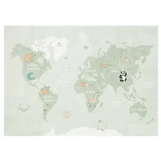 Little Olly Kinderteppich - Globe Mint | Spielfreude! - 140x200cm | - Krabbeldecke - Spielmatte - Children's room - Jungen - Mädchen