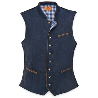 Maddox Kinder Leinen Trachten Weste Oliver - Dunkelblau Marine - Gr. 104 - 104