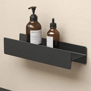 doporro Duschablage ohne Bohren Schwarz, Badezimmer Organizer 40cm