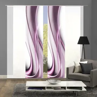 HOME WOHNIDEEN Schiebegardine 94148 4er-Set Schiebegardinen ONDA blickdicht & transparent 245x60 cm (4 St), Paneelwagen, blickdicht, 100% Polyester rot