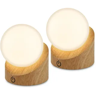B.K.Licht Sora Mini LED Tischlampe Braun 2 St.