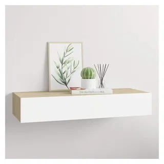 vidaXL Wandregal 60 x 23,5 x 10 cm Eichen-Optik und Weiß