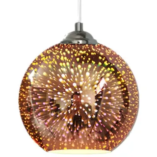 TPWEWRX Bunte 3D Glas Pendelleuchte E27 Runder Lampenschirm Nordic Fireworks Leuchte Moderne Multicolor Deckenleuchten Hängelampen Höhenverstellbar für Wohnzimmer Esszimmer (Bronze,5.9in)