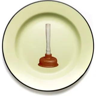 Seletti Wears Toiletpaper Plunger Teller emailliert