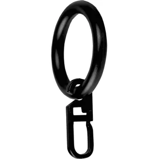 Bestlivings Gardinenringe (Ø28mm) mit Faltenlegehaken im 10er Pack, ideal für Gardinenstangen mit Ø16mm (Schwarz) Ringe mit Faltenhaken