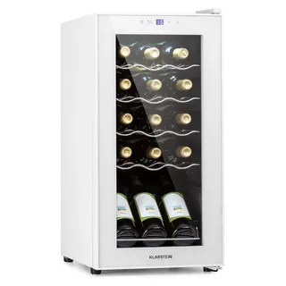 Klarstein Weinkühlschrank, 1 Zonen Getränkekühlschrank Klein, Freistehender Kleiner Weinschrank, 44L Wein-Kühlschrank mit Glastür, Indoor/Outdoor