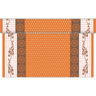 Sovie HOME Tischläufer Rabea in Orange aus Linclass® Airlaid 40 cm x 4,80 m, 1 Stück - Punkte Ornamente Hasen Ostern