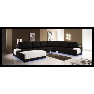 JVmoebel Wohnlandschaft Luxuriöses U-Form Ecksofa aus Leder mit Boxspring-Polsterung, Made in Europa schwarz