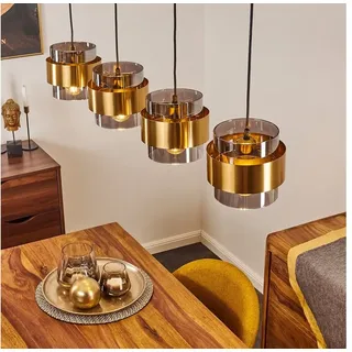 hofstein Pendelleuchte »Chiasottia« Deckenlampe, Metall, Schwarz/Messing, Rauchglasschirmen, ohne Leuchtmittel, moderne Pendelleuchte, 4xE27, Höhe max. 116cm schwarz