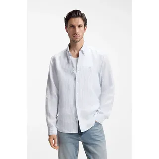 Boss Leinenhemd Regular Fit Blau XXL