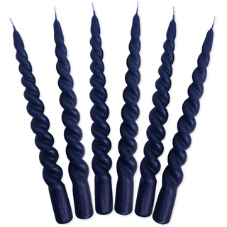 LUMELY dänische Premium gedrehte Kerzen Blau Royalblau, 6er Pack, Höhe 24cm, Ø 2,2cm, Brenndauer ca. 7 Stunden, bunte Stabkerzen gedreht, Leuchterkerzen, Deko Kerzen, Dänische Kerzen (Royalblau)