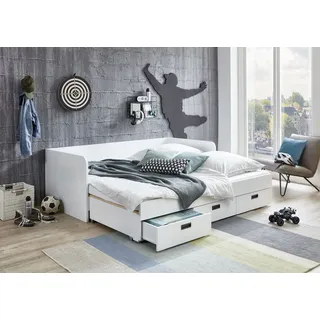 Relita Einzelbett, ausziehbar auf 180x200 cm, 3 Schubladen, mit Lattenrost, 2 Farben weiß
