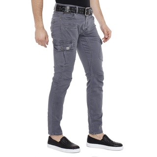 Slim-fit-Jeans CIPO & BAXX Gr. 31, Länge 34, grau Herren Jeans Cipo Baxx mit Seitentaschen