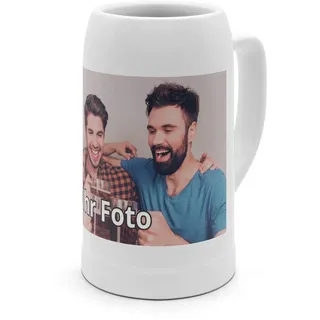 printplanet® Maßkrug 1 L mit Foto – personalisierter Bierkrug aus Steingut – Humpen selbst gestalten – Krug mit eigenem Motiv – Geschenkidee für Bierliebhaber – Spülmaschinenfest