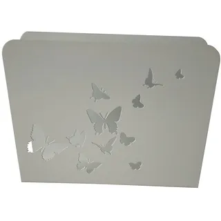 King Collection PORTARIVISTE Butterflies, Metall Zeitungsständer, Weiß, Bianco, 30x8x23 cm