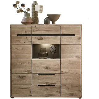 Esszimmer Highboard Holzoptik in Wildeichefarben LED Beleuchtung