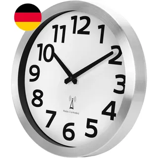 Crosstime Funkuhr Wand Mit Aluminium Rahmen & Großen Zahlen – Funkwanduhr Lautlo