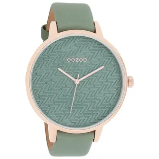 Oozoo Modische Damenuhr Lederband Quarz 45 mm Hellgrün grün