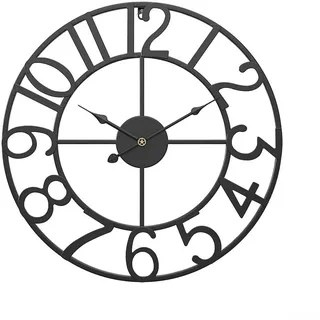 Oniissy Wanduhr für den Außenbereich, Vintage-Stil, offenes Zifferblatt, Schiefer-Effekt, wasserdicht und wetterfest, große Gartenuhr für drinnen oder draußen, dekorativ (E)
