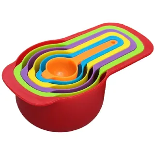 6tlg Messlöffel Set, Stapelbar, Bunt, 7,5-250 ml und Amerikanische/Englische Cups, Messcups, Messbecher, Backzubehör, Backuntensilien