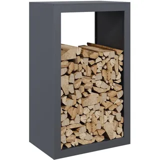 Gecheer Brennholzregal außen Kaminholzregal Metall Feuerholzregal Kaminholzunterstand Kaminholzständer Kaminholzkorb Holzlager Holzstapelhilfe für Garten Terrasse, Anthrazit 60x40x100 cm Stahl
