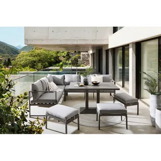 Ambia Garden Dining-Loungeset, Anthrazit, Grau, Metall, Textil, Füllung: Schaumstoff,Polyester, 244x193 cm, Loungemöbel, Loungemöbel-Sets