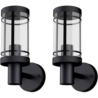 SSC-LUXon 2 Stück MIENTO Wandleuchte Laterne Aussen modern - Wandlampe schwarz wetterfest IP44 Lampenfassung für 1x E27