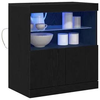 vidaXL Modernes schwarzes Eichen Buffet Sideboard | Verstellbare Regale modernes Mattes Finish ideal zum Stauraum & Ausstellen für drinnen Esszimmer Möbel Holzwerkstoff Schrank