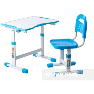 FD FUN DESK Sole II Blue Kinderschreibtisch neigungsverstellbar, Schülerschreibtisch höhenverstellbar, Schreibtisch für Kinder mit Stuhl, 700x500x510-760 mm