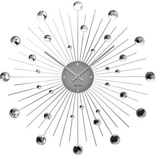 Karlsson KA4859 Wanduhr Sunburst Kristall Large, Stahl, Silver, 4x50x50 cm